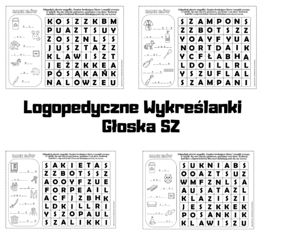 Logopedyczne Wykreślanki dla Głoski Sz